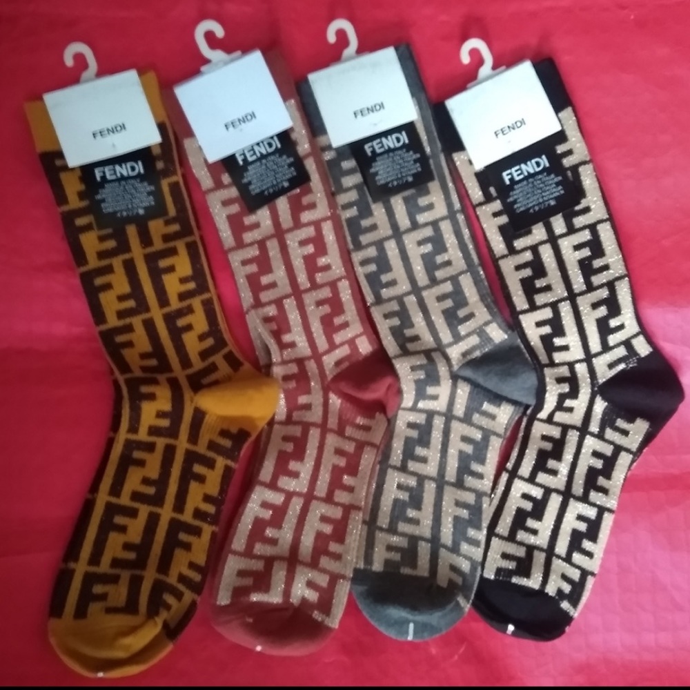 BRAND NEW STYLISH FENDI BRAND ONE PAIR OF SOCKS (4 COLORS OF CHOICE)